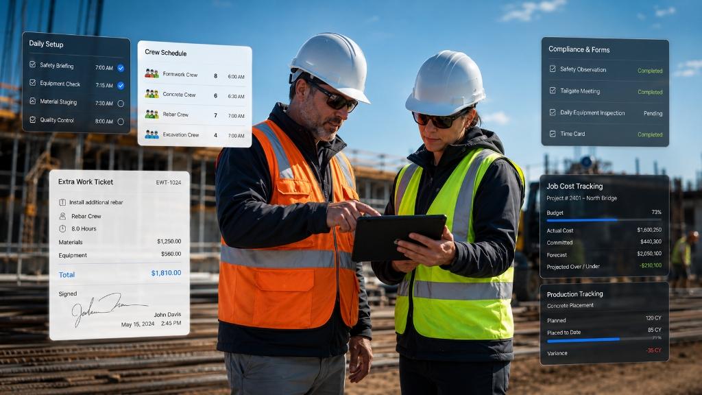Construction management dashboard overview